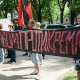 Во Львове националисты вытерли ноги о флаги «Единой России»