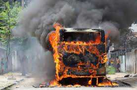 В Судаке горел автобус