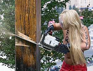 Не прошло и года: Янукович потребовал наказать Femen за спиленный крест
