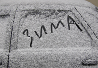 На заметку водителям: под Алуштой идёт снег