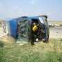 В Феодосии грузовик опрокинул экскурсионный автобус