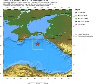 В Чёрном море под Керчью зафиксировано землетрясение
