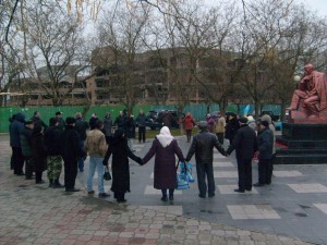 В Евпатории патриотические организации провели митинг в честь Дня Соборности Украины