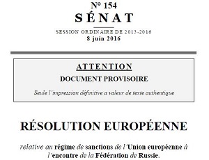 Французский сенат солидарно проголосовал за отмену антироссийских санкций