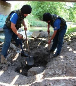 В Столице Крыма из реки Салгир изъяли фугасную авиационную бомбу времен Великой Отечественной войны