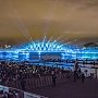 В Столице России показали лазерную проекцию Керченского моста