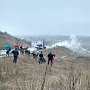 В столице Крыма опрокинулся и загорелся бензовоз