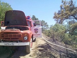 Сотрудники МЧС предотвратили распространение крупного пожара на лес в районе Коктебеля
