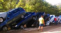 В Крыму от селевого потока на трассе пострадали более 50 автовладельцев