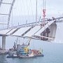 Строители защитили автодорожную арку Крымского моста от ветра