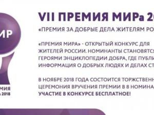 Стартовал приём заявок на участие в социальном проекте «Премия МИРа»