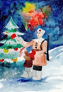 Рисунок юной жительницы Крыма украсит новогоднюю открытку