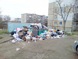 В Керчи неделю не вывозят мусор поблизости от жилых домов