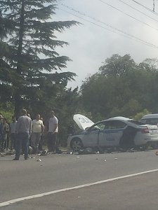 Под Гурзуфом авто ГИБДД столкнулось с мотоциклом