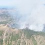 Площадь лесного пожара в горах под Судаком удвоилась